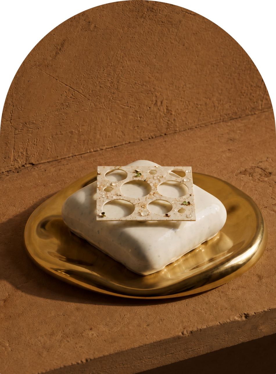 Curry Leaf, Coconut and Jaggery entremet by Mitti & Mousse