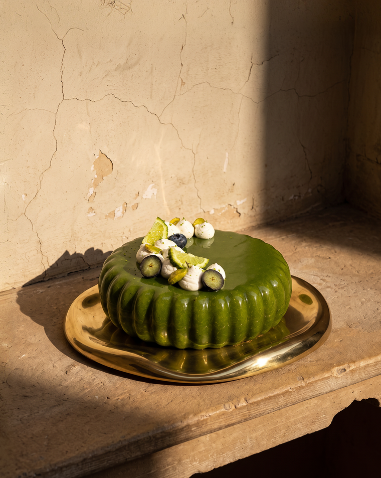 Kaffir Lime, Pista & Blueberry cake
