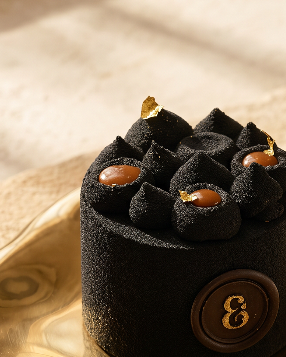 Mini Belgian Dark Chocolate cake close-up