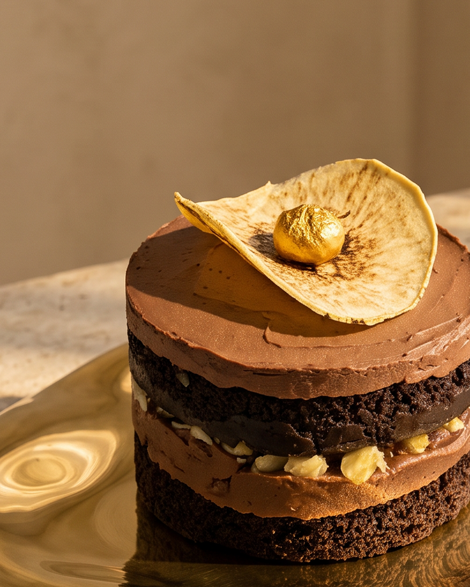 Mini Dark Chocolate & Hazelnut cake close-up