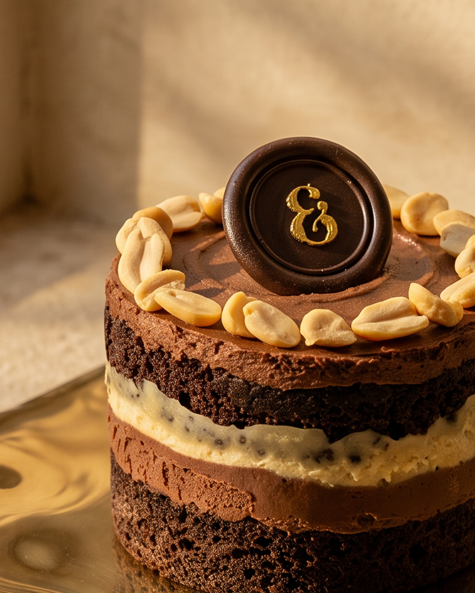 Mini Peanut Butter & Chocolate cake close-up