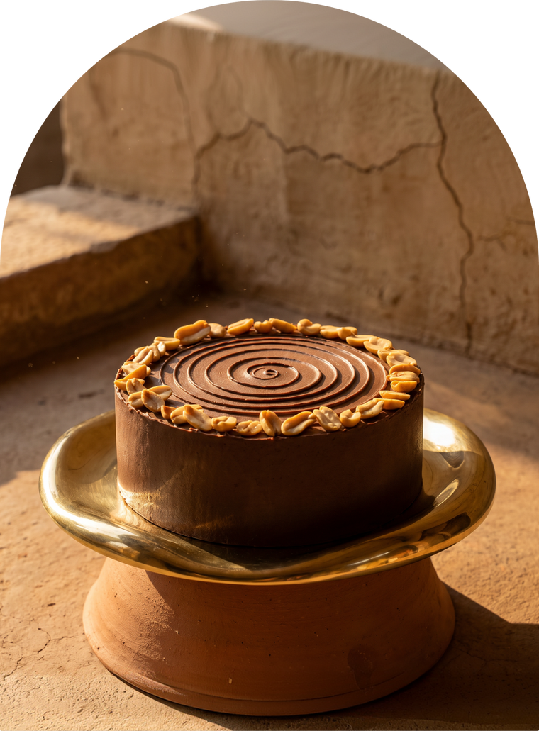 Peanut Butter and Chocolate cake, gluten free and no added sugar, by Mitti & Mousse
