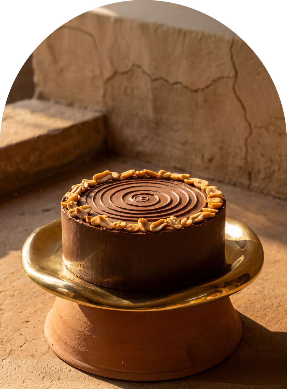 Peanut Butter and Chocolate cake, gluten free and no added sugar, by Mitti & Mousse