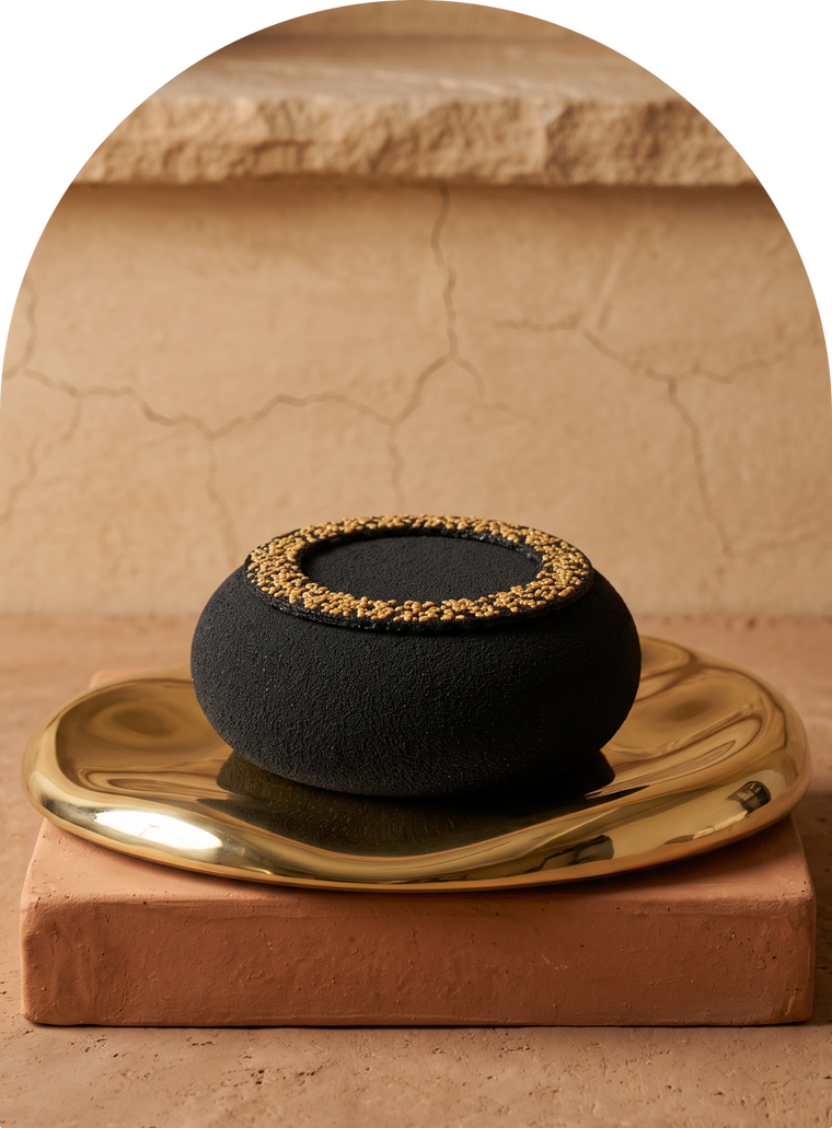 Sesame, Miso and Almond entremet by Mitti & Mousse