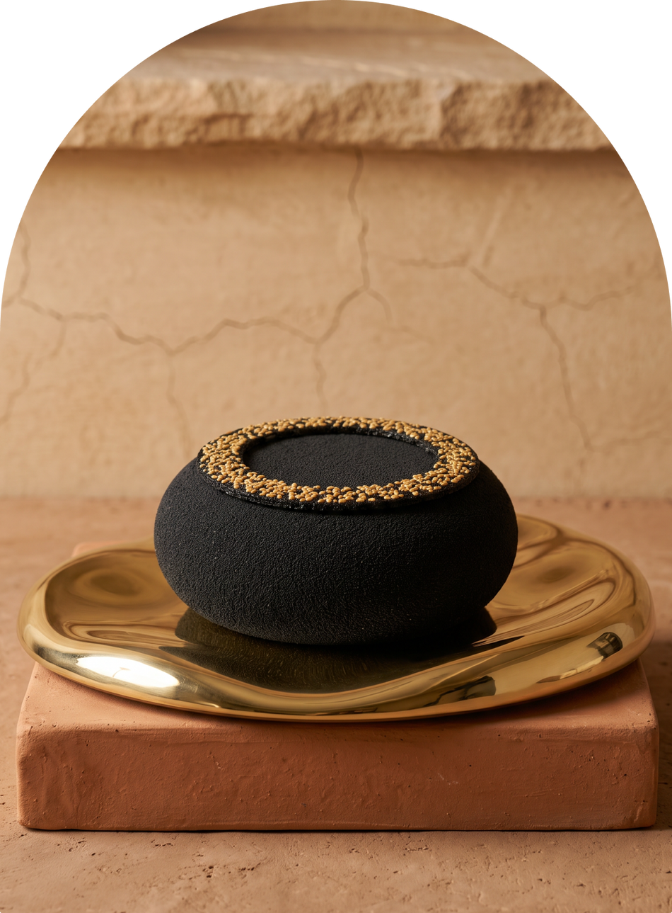 Sesame, Miso and Almond entremet by Mitti & Mousse