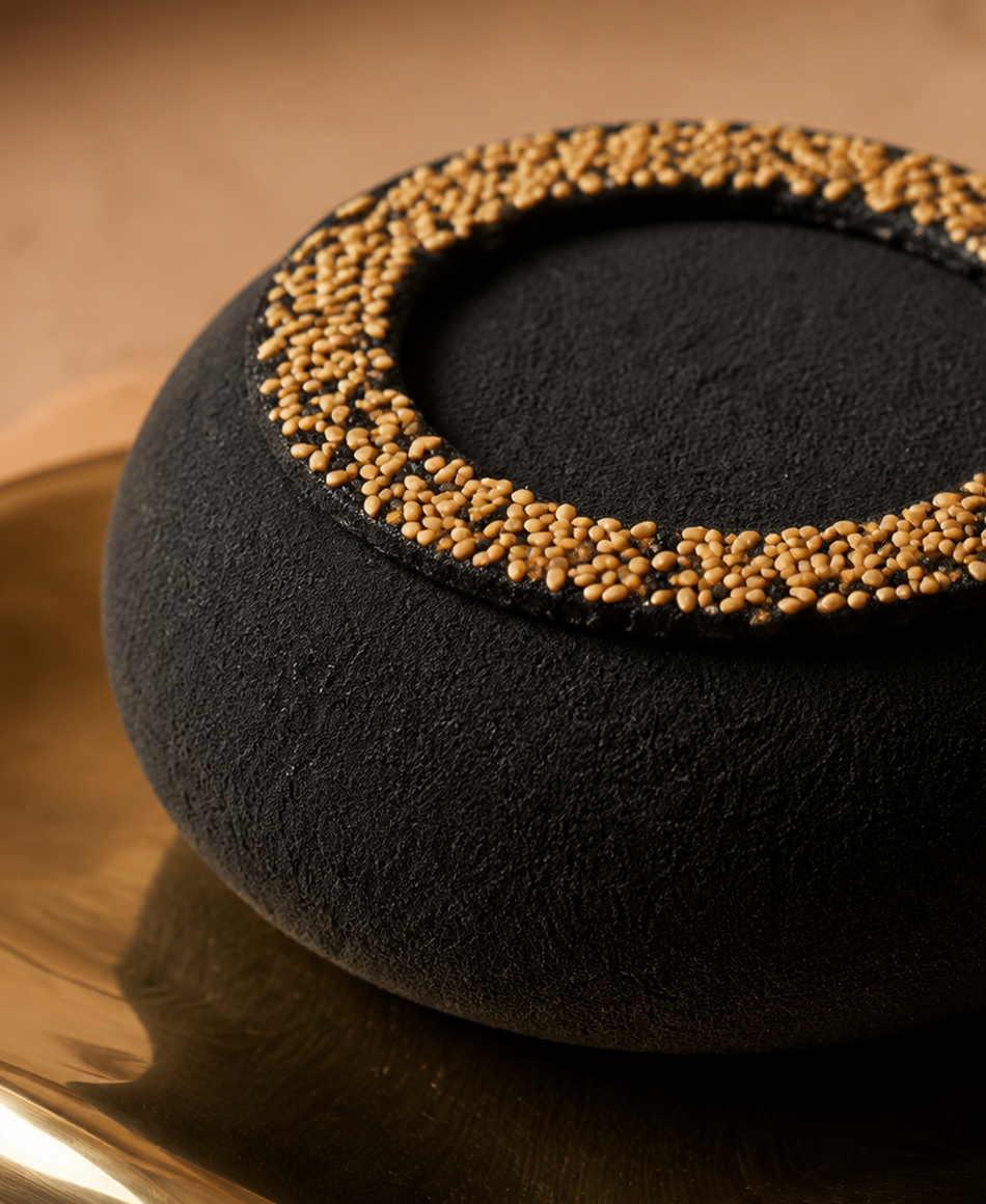 Sesame, Miso & Almond cake texture