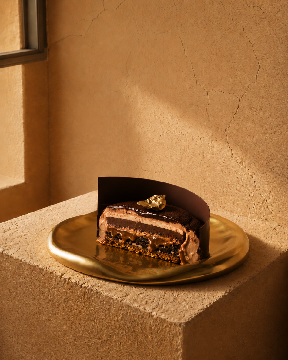 Textures of Chocolate cake slice